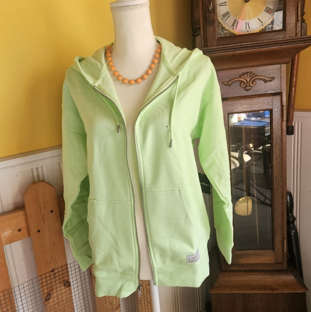 NWT..Eddie Bauer Lime Green Zip-Up Hoodie.Size Small